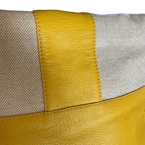 MODUS RIO Yellow Leather & Refined Linen Shoulder Bag /Oversized Clutch Neutral - Picture 16 of 16